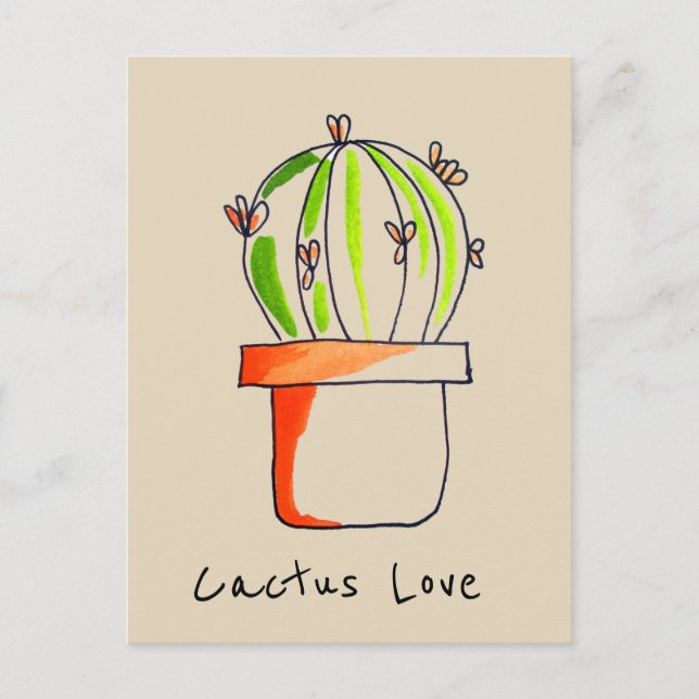 Cactus Liebe Mexican Wüste niedlich Illustration Postkarte (Vorderseite)