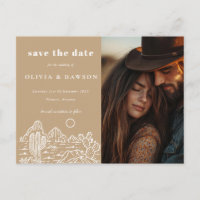 Cactus Line Art Desert Foto Save the Date