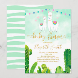 Cactus Llama Baby Shower Einladung