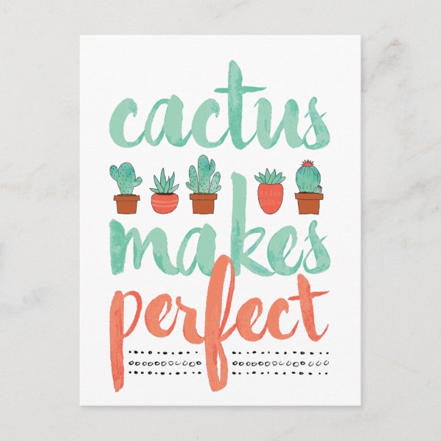 Cactus macht perfekte kleine Kaktus-Pflanze grafis Postkarte (Vorderseite)