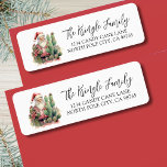Cactus Merry Christmas Rücksendeadresse<br><div class="desc">Cactus Santa Merry Weihnachts Rücksendeadresse Label. Dieses spielerische Rückadresslabel besticht durch ein skurriles Aquarellbild des Weihnachtsmanns, umgeben von grünen Kakteen und Sukkulenten. Das kaktusbezogene Design ist auf dem verlassen, mit Ihrem Namen und Ihrer Adresse auf der rechten Seite in einer Mischung aus Skript- und Serif-Schriftart. Diese festliche Szene fügt Ihren...</div>