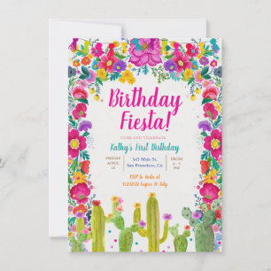 Cactus Mexican Blume 1. Geburtstag Fiesta Einladung
