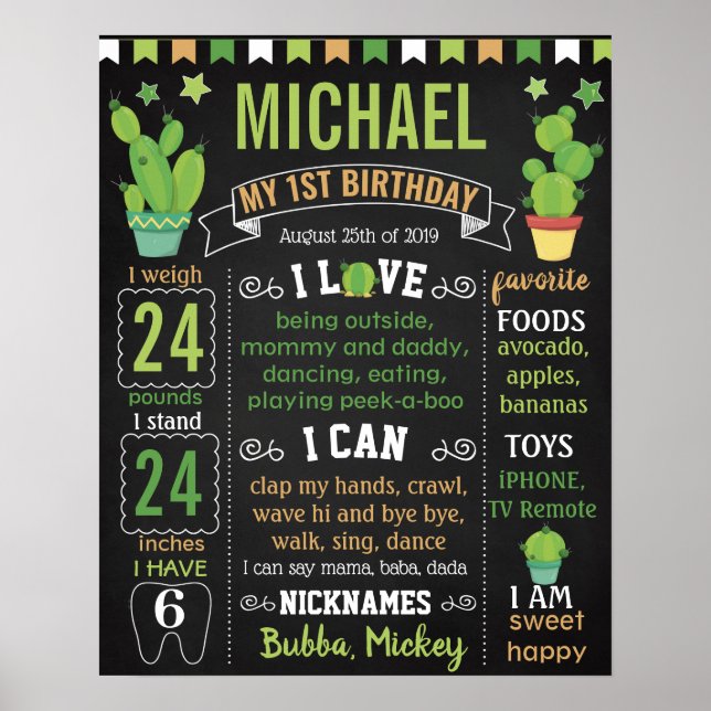 Cactus Mexican Fiesta Birthday Board Poster (Vorne)