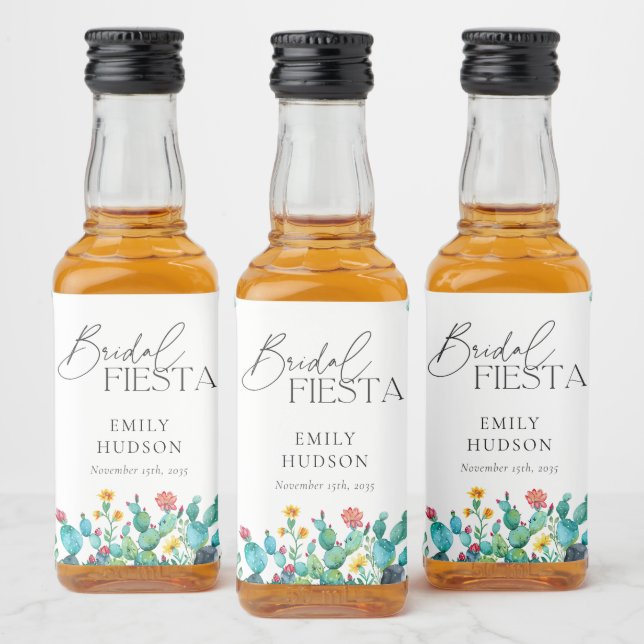 Cactus Mexican Fiesta Brautparty Alkoholflaschenetikett (Flaschen)