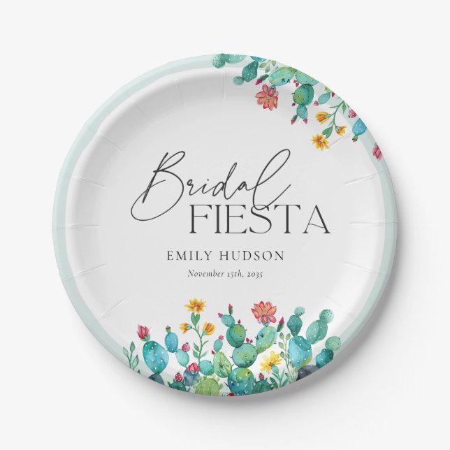 Cactus Mexican Fiesta Brautparty Pappteller (Vorderseite)