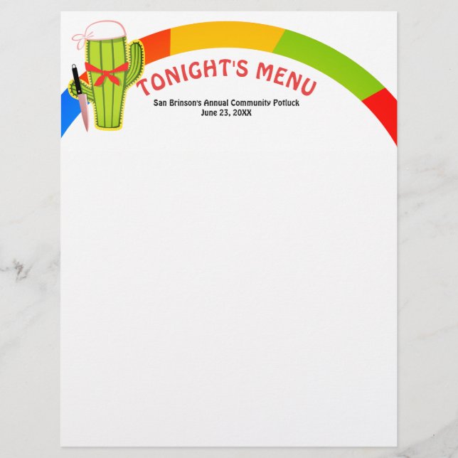Cactus Mexican food Catering Menü Letterhead (Vorderseite)