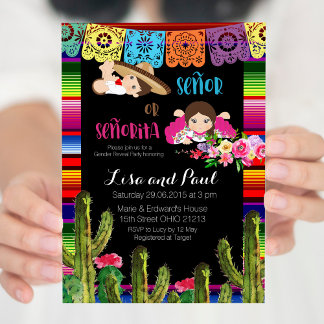 Cactus Mexican Gender Reveal Baby Shower Einladung