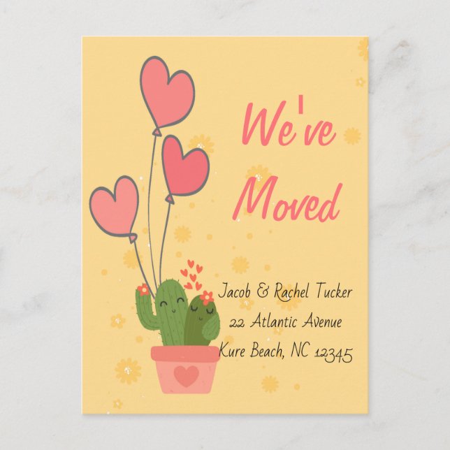 Cactus move card Wir haben Moving Announcem versch Postkarte (Vorderseite)