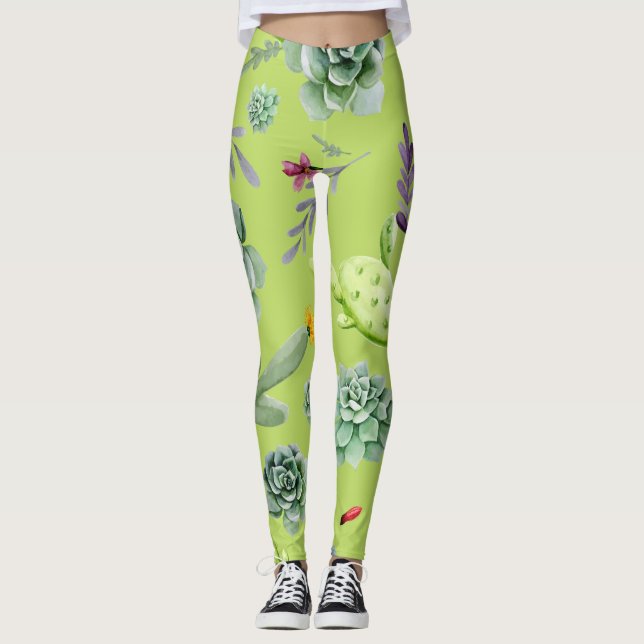 Cactus Muster 6 Leggings (Vorderseite)
