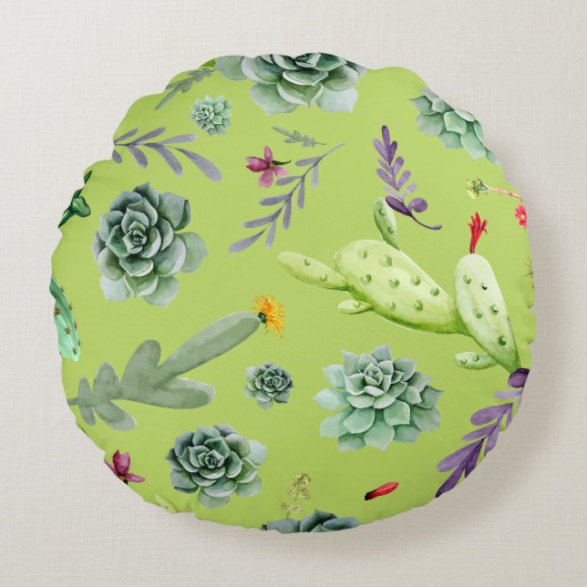Cactus Muster 6 Rundes Kissen (Vorderseite)