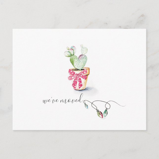 Cactus New Zuhause Holiday Moving Announcemet Postkarte (Vorderseite)