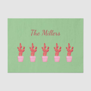 Cactus Niedlich Modern Green Pink Watercolor Seidenpapier