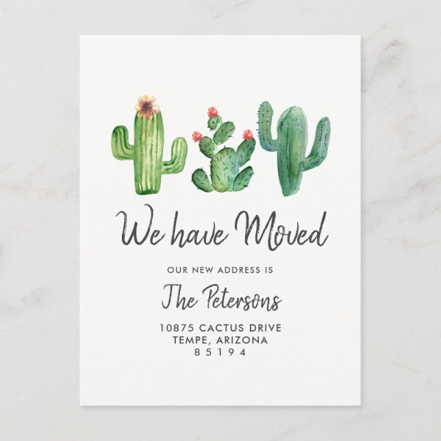 Cactus Nous Avons Déplacé Faire-part Carte Postale (Devant)