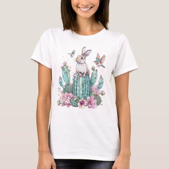 Cactus Oaster Rabbit Wüste T-Shirt (Vorderseite)