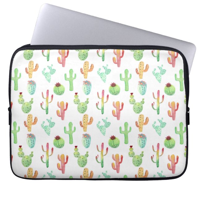 Cactus Pastel Wasserfarbmuster Laptopschutzhülle (Vorderseite)