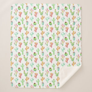 Cactus Pastel Wasserfarbmuster Sherpadecke