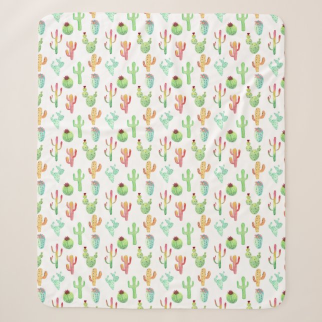 Cactus Pastel Wasserfarbmuster Sherpadecke (Vorderseite)