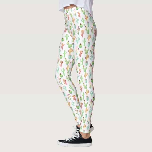 Cactus Pastel Watercolor-Muster Leggings (Links)