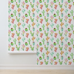 Cactus Pastel Watercolor-Muster Tapete