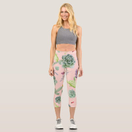 Cactus Pattern 8 Capri Leggings