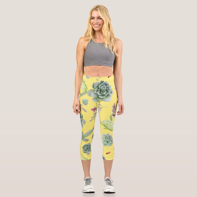 Cactus Pattern 9 Capri Leggings (Vorderseite)