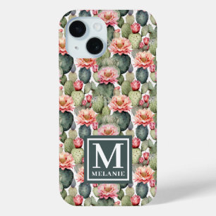 Cactus Pattern Pink Blume Monogramm Case-Mate iPhone Hülle
