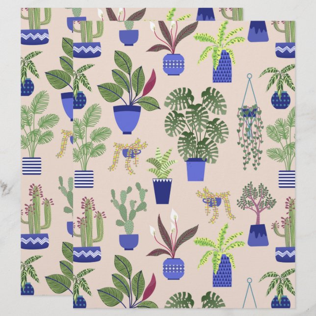 Cactus Pattern Pink Scrapbook Paper (Vorne/Hinten)