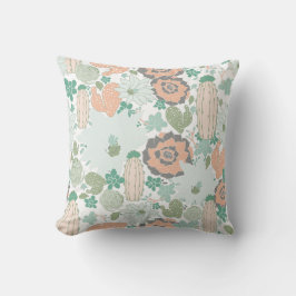 Cactus Pattern Print Niedlich Coral Minze Green Kissen