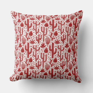 Cactus Pattern - Ruby Red und White Kissen