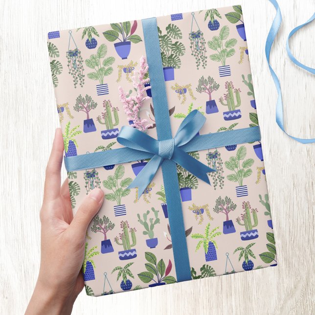 Cactus Pattern Simplistic Geschenkpapier (Cactus succulent houseplant plant pattern gift wrapping paper )