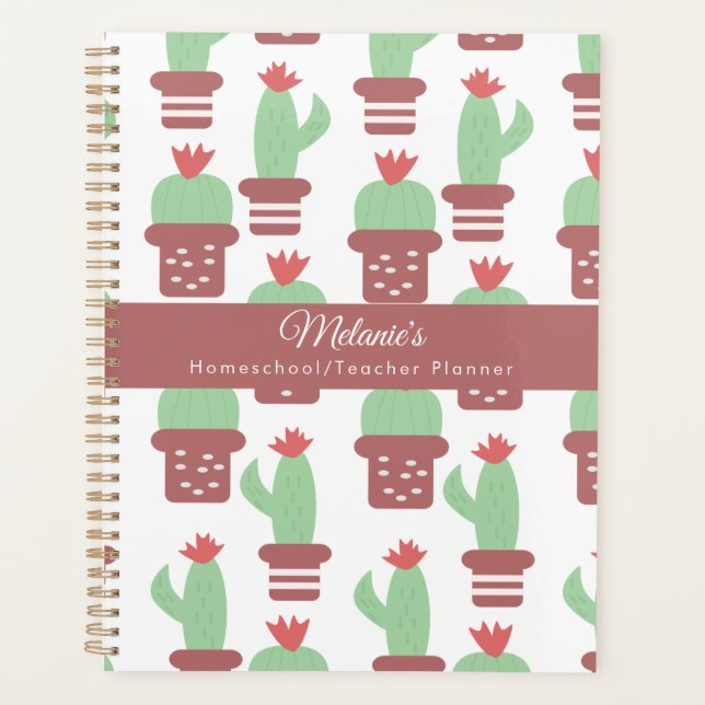 Cactus Pattern Teacher School Homeschool Planner Planer (Vorderseite)