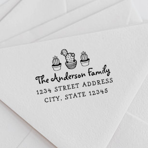 Cactus Personalisierter Familienname Rücksendeadre Permastempel