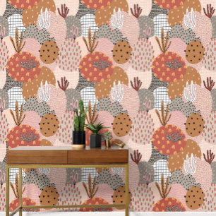 Cactus Pflanze Big Bold Abstrakt Pattern Tapete