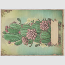 Cactus Pink Blume Ephemera Collage Art Nr. 5