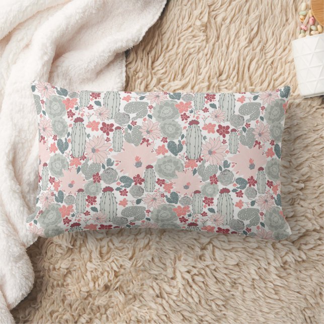 Cactus Pink Mint Succulents Desert Blume Lendenkissen (Decke)