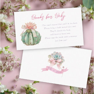 Cactus Pink Ribbon Baby Girl Shower Buchanfrage Begleitkarte