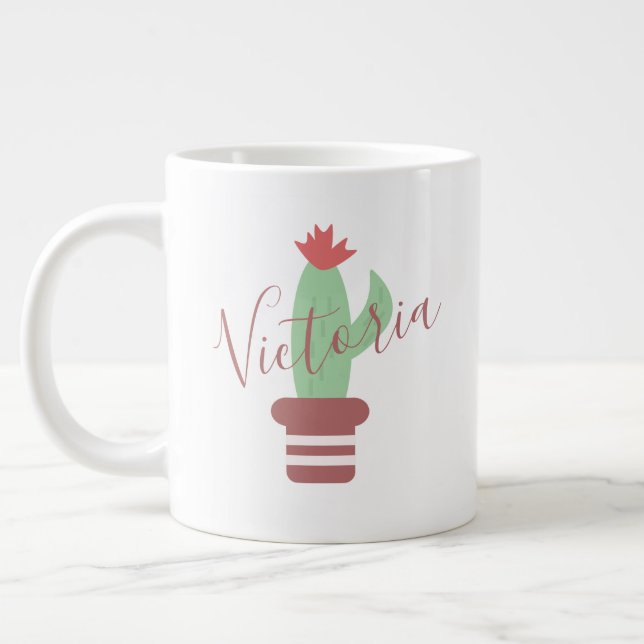 Cactus Pot à rayures Nom  Géante Tasse à café (Gauche)