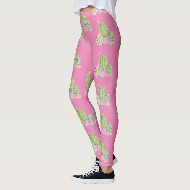 Cactus pot Pflanze Pattern rosa Leggings (Links)