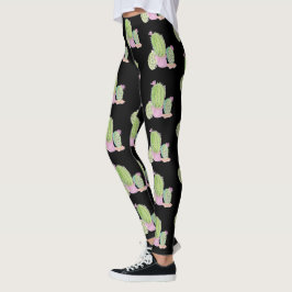 Cactus pot Pflanze Pattern Schwarz Leggings