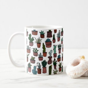 Cactus Potted Pflanze Niedliches Muster farbenfroh Kaffeetasse