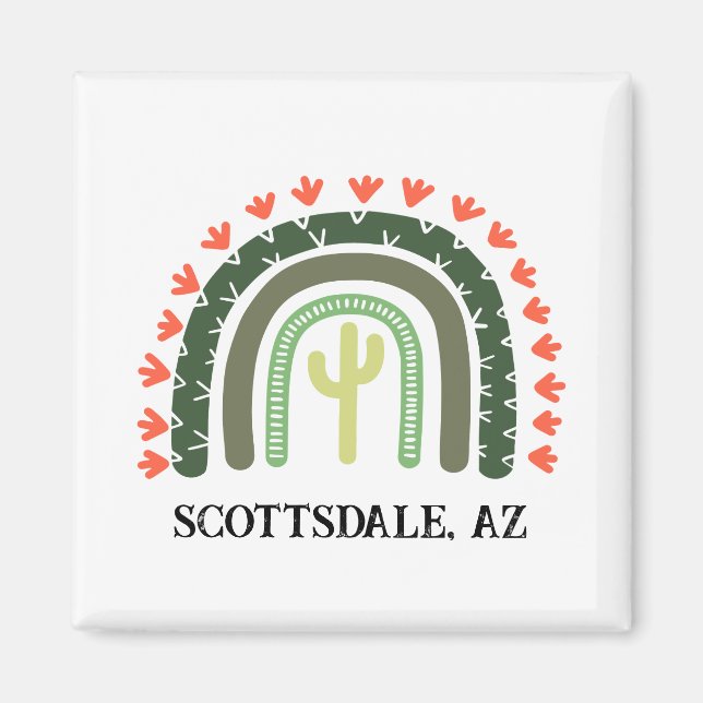 Cactus Rainbow Modern Desert Southwest Own Text Magnet (Vorne)