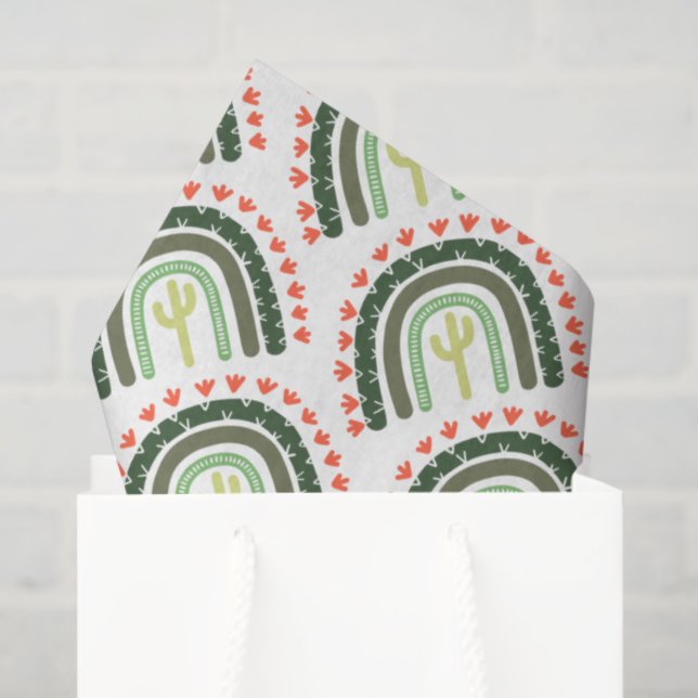 Cactus Rainbow Orange Green Modern Seidenpapier (Geschenktüte)
