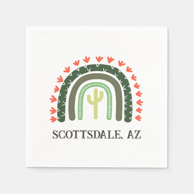 Cactus Rainbow Scottsdale Orange Green Modern Serviette (Vorderseite)
