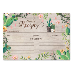 Cactus Recipe Brautparty Cards Tischnummer