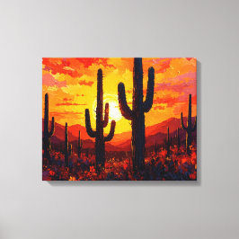 Cactus Silhouetten Premium Wrapped Canvas Wall Art Leinwanddruck