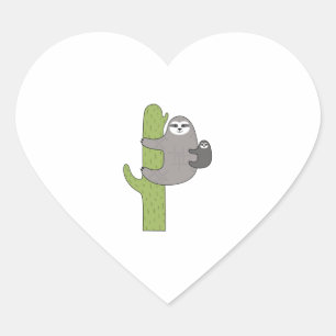 Cactus Sloth Herz-Aufkleber