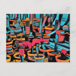 Cactus Société Carte Postale Stylisée