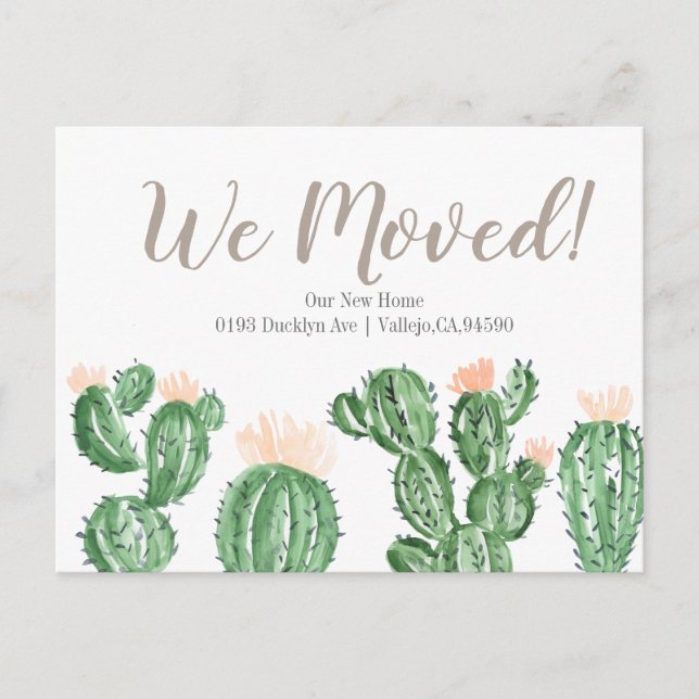 Cactus succuled we move annoucement Postcard Postkarte (Vorderseite)