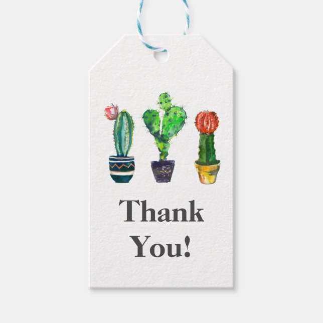 cactus, succulent, aquarelle, merci étiquette cade (Devant)