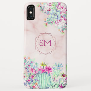 Cactus succulent Blush Marble Geometric Monogram Case-Mate iPhone Hülle